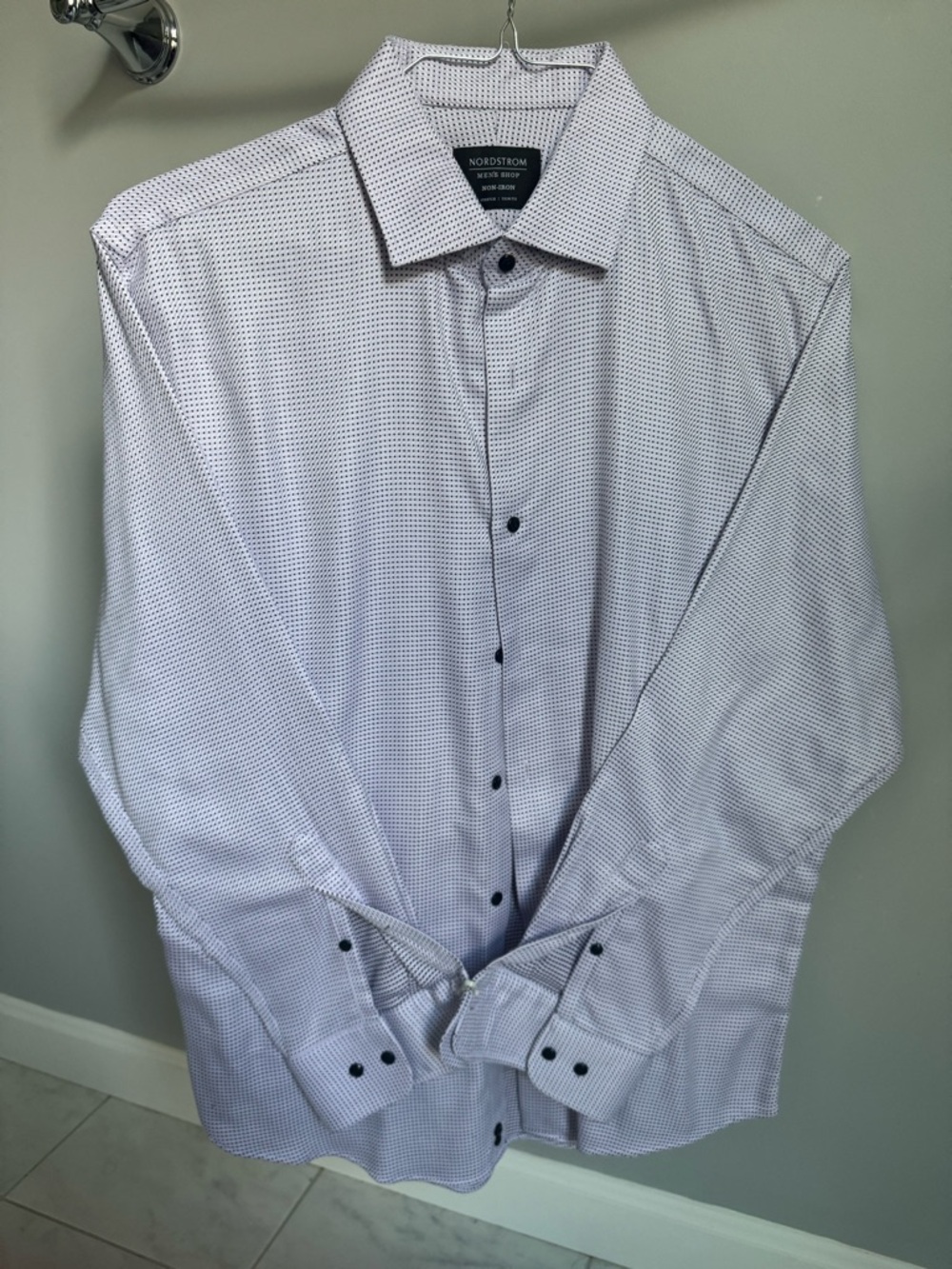 Nordstrom Men’s Shop Non-Iron White Purple Dot Dress Shirt